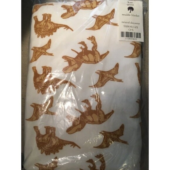 Kate Quinn blanket Neutral Dinosaur Swaddle baby infant gift newborn new nwt - Picture 1 of 2